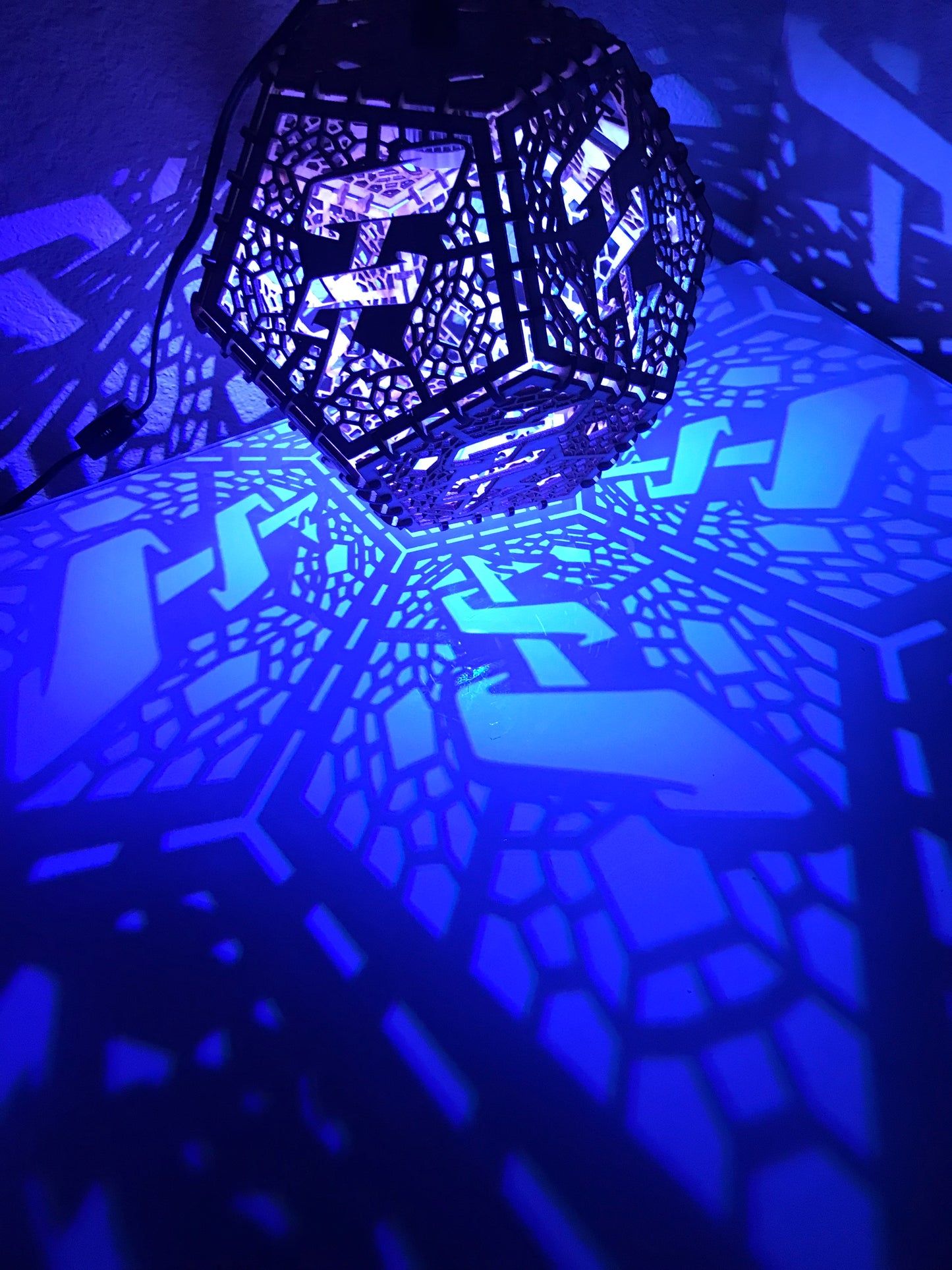 Hanging RGB Dodecahedron Shadow Lamp - 10”x10”x10”