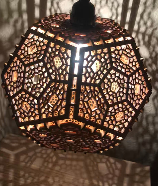 Hanging RGB Dodecahedron Shadow Lamp - 10”x10”x10”